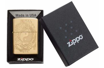 Image of Zippo Tiger and Dragon Design Pocket Lighter, Polish Brass, 49024
