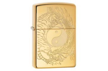 Image of Zippo Tiger and Dragon Design Pocket Lighter, Polish Brass, 49024