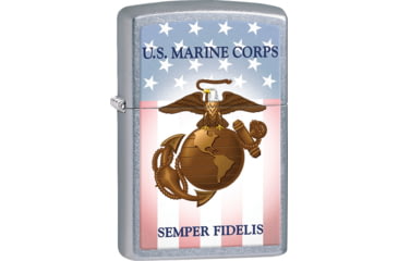 Image of Zippo USMC Lighter, Street-Chrome, 1.44 x 2.25, 207-077503