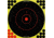 A splatter paper target of a bull's eye. 