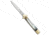 AKC Leverletto 9 Italian Automatic Folding Knife, 4.00in, Stainless Steel, Spear Point Blade, Brazilian Horn, Black/White Handle, Brass/Brazilian, Black/White/Steel, 9.00 inch, BHQ-50881