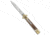 AKC Leverletto 9 Italian Automatic Folding Knife, 4.00in, Stainless Steel, Spear Point Blade, Stag, Brown/White Handle, Brass/Stag, Brown/White/Steel, 9.00 inch, BHQ-50867