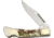 Alaska Scrimshaw Connection Wolf Lockback Folding Knife, 2.75 mirror finish stainless clip point blade, Natural smooth bone handle, WFB