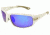 Angler Eyes Snapper Sunglasses, Shiny White Frame, Smoke Polarized with Blue Mirror Flash Lens, Polarized, 10222134.FGX
