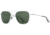 AO Original Pilot 4 Sunglasses, Matte Silver Frame, Green Glass Polarized Lens, Standard Temple w/ Smoke Temple Tip, 52-20-140, OP-452STSMGNG-P