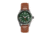 Axwell Leather-Band Watch w/Date, Tan/Green, AXWAW102-5, Tan/Green, One Size, AXWAW102-5
