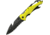 Baladeo Security Knife Yellow Folding Knife, 3.5in Gray Titanium Coated Partially Serrated 420 SS Drop Point, Yellow Rubberized Aluminum Handle, Attachment Clip Bottle Opener, ECO201