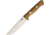 Bark River Bravo Natural Canvas A2 Fixed Blade Knife, 9.75in Overall, 5in Sand Blast Finish A2 Tool Steel Drop Point, Natural Canvas Micarta Handle, Brown Leather Belt Sheath, 07115MNC