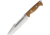 Bark River Bravo Tope Recon Fixed Blade Knife, 13in Overall, 7.5in Satin Cpm-3V Carbon Steel Blade, Natural Canvas Micarta Handle, Glass Breaker, Harpoon Style Blade, Brown Leather, 10-221MNC