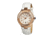 Bertha Evelyn Ladies Watch, White Leather Band, Crystals Bezel, Silver Analog Dial, Rose Gold Hand BTHBR1703