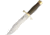 Blackjack Model 129 Bowie Fixed Blade Knife, 15in Overall, 9.25in Satin A2 Tool Steel Clip Point Blade, Green Canvas Micarta Handle, Brown Leather Belt Sheath, 12-9MGC
