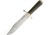 Blackjack Model 129 Bowie Tapered Fixed Blade Knife, 15in Overall, 9.25in Satin A2 Tool Steel Clip Point Blade, Green Canvas Micarta Handle, Brown Leather Belt Sheath, 12-9MGC TAPER
