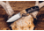Browning Buckmark Hunter Fixed Blade Knife, 3.125in, 8Cr13MoV, Drop Point, Zebra/Ebony Wood Handle, Split Grain Leather, 3220271