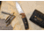 Browning Buckmark Hunter Fixed Blade Knife, 3.125in, 8Cr13MoV, Drop Point, Zebra/Ebony Wood Handle, Split Grain Leather, 3220271