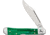 Case John Deere Mini Copperlock Folding Knife, Mirror finish stainless locking clip blade, Green smooth Kirinite handle, 15774