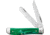 Case John Deere Mini Trapper Kirin Folding Knife, Mirror finish stainless clip and spey blades, Green smooth Kirinite handle, 15773