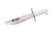 Case Bowie Knife with Blade Artwork and Leather Sheath, 9.5 in, Tru-Sharp Surgical Steel, White Synthetic Handle, 12398