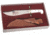 Case White Synthetic Handle Bowie Fixed Blade Knife w/Blade Artwork and Leather Sheath, BOWIE SS, 03055