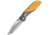 Caterpillar Linerlock Folding Knife, 3in Satin 7Cr17Mov SS Tanto Blade, Aluminum Handle, Thumb Stud, Pocket Clip, Yellow And Black Handle, 980047