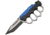 China Made Combat Trench Linerlock Blue Folding Knife, 4in Two-Tone Finish SS Tanto, Black/Blue Synthetic, Black and blue, 300459-BL