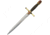 China Made Gold Crusader Dagger Knife, 9.5 satin finish unsharpened stainless blade, Black synthetic wire wrapped handle, 211474