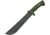 China Made Hunter Field Machete Knife, 10 black finish sawback stainless blade, Green rubber handle, 211503