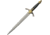 China Made Knights Dagger, 12.75in Overall, 7.75in Satin Unsharpened SS Blade, Black/Gold Synthetic Handle, Metal Alloy Guard And Pommel, Black Synthetic Scabbard, 211445-GD