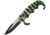 China Made Linerlock Green and Black A/O Folding Knife,3.5in,Stainless Steel,Black,Aluminum Handle CN300289GN