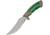 China Made Silver &amp; Green Fancy Bowie Fixed Blade Knife, Gentleman Hunter Bowie, 10in Overall, 5in Satin SS Clip Point, Brushed SS Handle, Green Pakkawood Handle Inlays, Black Nylon, 211396-GN