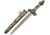 China Made Templar Dagger Fixed Blade Knife, 14.5in Overall, 8.5in Double Edge SS Dagger Blade, White Grooved Synthetic Handle, white, 211412