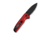 CIVIVI Mini Shakan Flipper &amp; Thumb Stud &amp; Button Lock Knife Ripple Patterned Red Aluminum Handle 2.48inch Black Stonewashed Nitro-v Blade