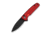 CIVIVI Mini Shakan Flipper &amp; Thumb Stud &amp; Button Lock Knife Ripple Patterned Red Aluminum Handle 2.48inch Black Stonewashed Nitro-v Blade