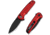 CIVIVI Mini Shakan Flipper &amp; Thumb Stud &amp; Button Lock Knife Ripple Patterned Red Aluminum Handle 2.48inch Black Stonewashed Nitro-v Blade