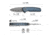 CIVIVI Mini Shakan Flipper &amp; Thumb Stud &amp; Button Lock Knife Ripple Patterned Blue Aluminum Handle 2.48inch Damascus Blade