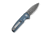 CIVIVI Mini Shakan Flipper &amp; Thumb Stud &amp; Button Lock Knife Ripple Patterned Blue Aluminum Handle 2.48inch Damascus Blade
