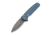 CIVIVI Mini Shakan Flipper &amp; Thumb Stud &amp; Button Lock Knife Ripple Patterned Blue Aluminum Handle 2.48inch Damascus Blade