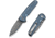 CIVIVI Mini Shakan Flipper &amp; Thumb Stud &amp; Button Lock Knife Ripple Patterned Blue Aluminum Handle 2.48inch Damascus Blade