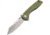 CJRB Kicker Recoil Lock Green Folding Knife, 3.5 stonewash finish D2 tool steel blade, Green G10 handle, J1915-GN