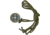 Combat Ready Compass With Neck Lanyard, 3/4in Diameter, Antique Brass Casing, Fluorescent Green Glow-In-The Dark Markings, OD Green Nylon Cord Lanyard, J20