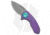 Curtiss Knives F3 Compact Folding Knife, 2.50in, CPM MagnaCut, Drop Point Blade, Titanium, Purple Handle, FJ Milled Ti/Purple, Purple/Gray, 6.25 inch, BHQ-186473