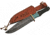 Damascus Bowie Knife, 12.25in Overall, 7.25in Damascus Steel Clip Point Blade, Brass Guard, Horn And Turquoise Handle, Brown Leather Sheath, DM-1149