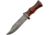 Damascus Bowie Rosewood Knife, 11in Overall, 6.25in Damascus Steel Clip Point Blade, Rosewood Handle, SS Guard, Brown Leather Sheath, DM-1170