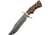 Damascus Bowie Wood Knife, 7 Damascus steel clip point blade, Checkered wood handle, DM-1221