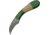 Damascus Hook Hunter Green Knife, 2.5 Damascus steel curved blade, Green wood and camel bone handle, DM-1260GN