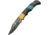 Damascus Lockback Horn/Turquoise Folding Knife, 2.75 Damascus steel clip point blade, Horn and turquoise handle, DM-1215