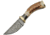 Damascus Skinner Stag Knife, 7.25in Overall, 3.25in Damascus Steel Blade, Stag Bone Handle, Brass Guard, Brown Leather Sheath, DM-1188