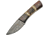 Damascus Stag and Wood Knife, 8in Overall, 3.5in Damascus Steel Blade, Stag Bone And Wood Handle, Brown Leather Sheath, DM-1183