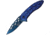 Dark Side Blades Skull Linerlock A/O Folding Knife, 4.75in Closed, 3.5in Blue Titanium Coated SS Drop Point, Blue Sculpted Aluminum, DS-A055BL