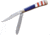 Elk Ridge Trapper Red White Blue Folding Knife, Mirror finish stainless clip and spey blades, Red, white, and blue synthetic handle, ER-954AF