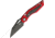 EOS Urchin Friction Folder Red Folding Knife, 3in Black Dlc Coated Nitro V Steel Blade, Red Titanium Handle With Carbon Fiber Inlay, Pocket Clip, Slip Joint, EOS044